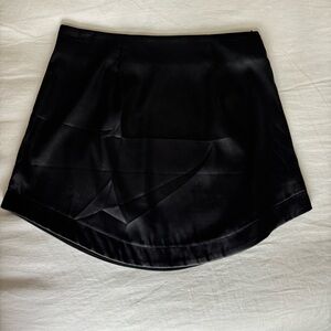 Black Satin mini Skirt with zipper